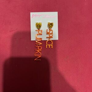Betsey Johnson Orange Pumpkin Earrings